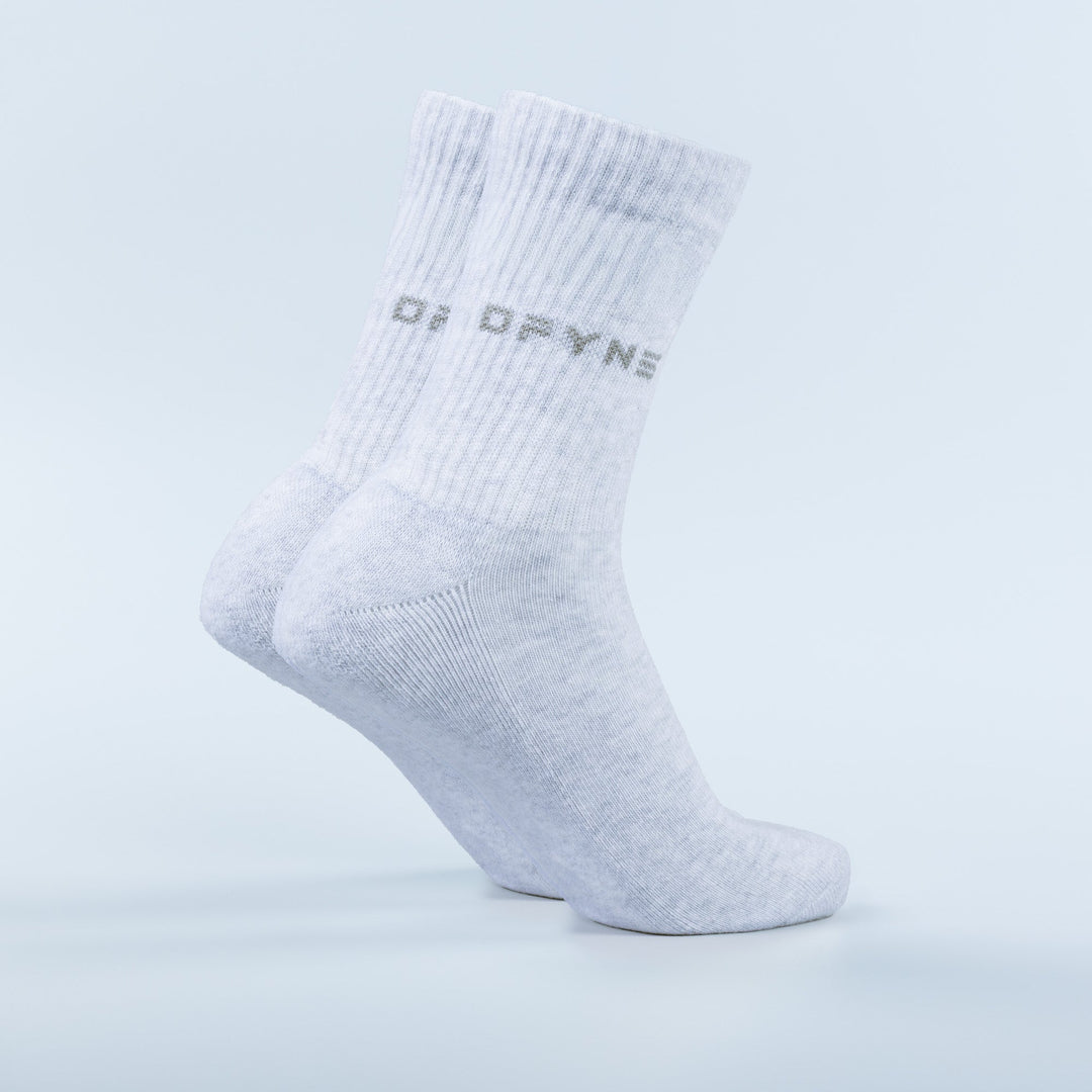 Ribbed crew sock, light gray with ORYN logo band at top