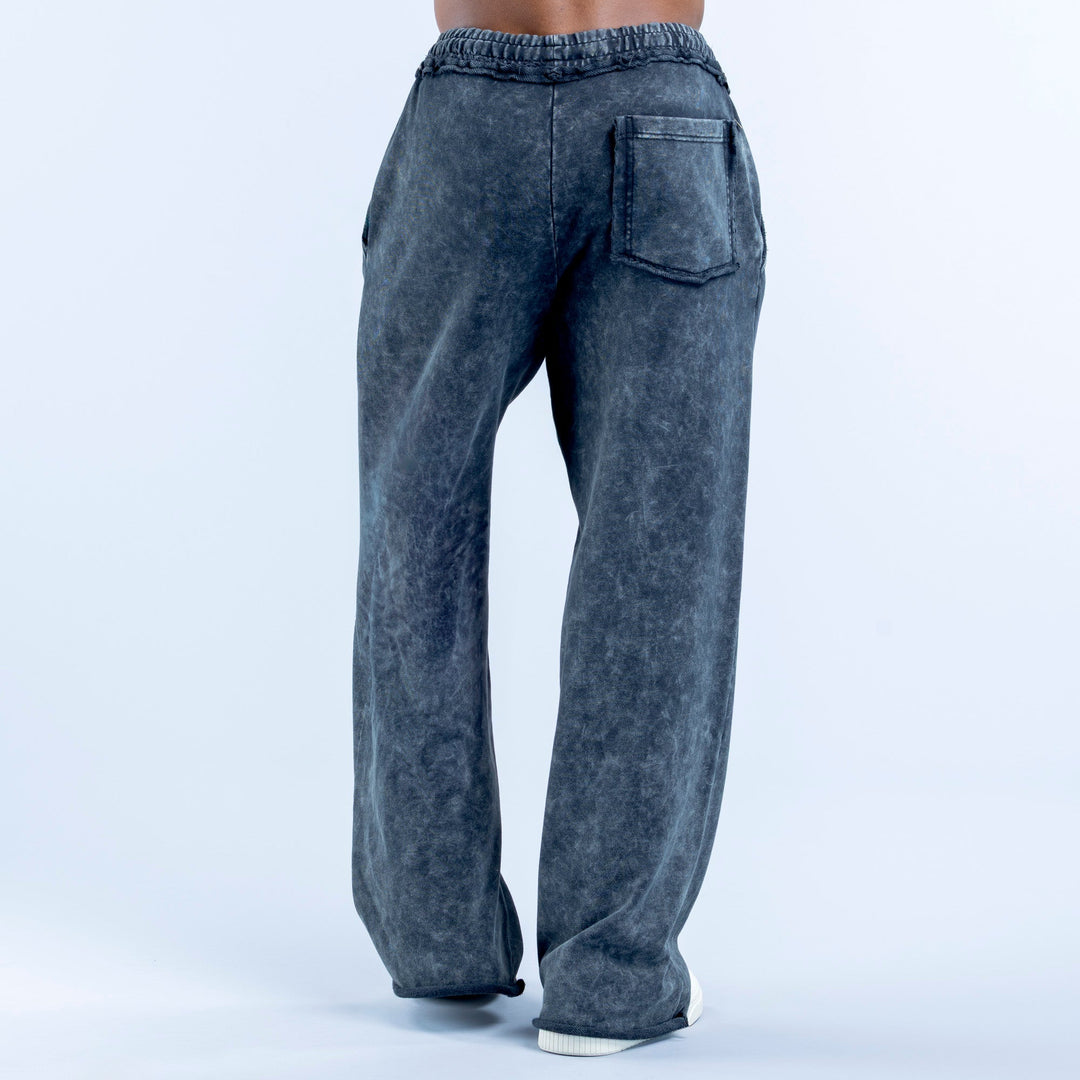Washed jogger pants in dark navy with elastic waist and cargo pocket detail