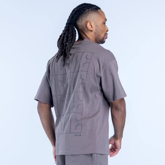Gray crewneck graphic t-shirt with large back print