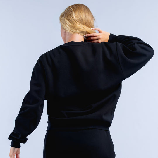 Black crewneck sweatshirt with plain back design